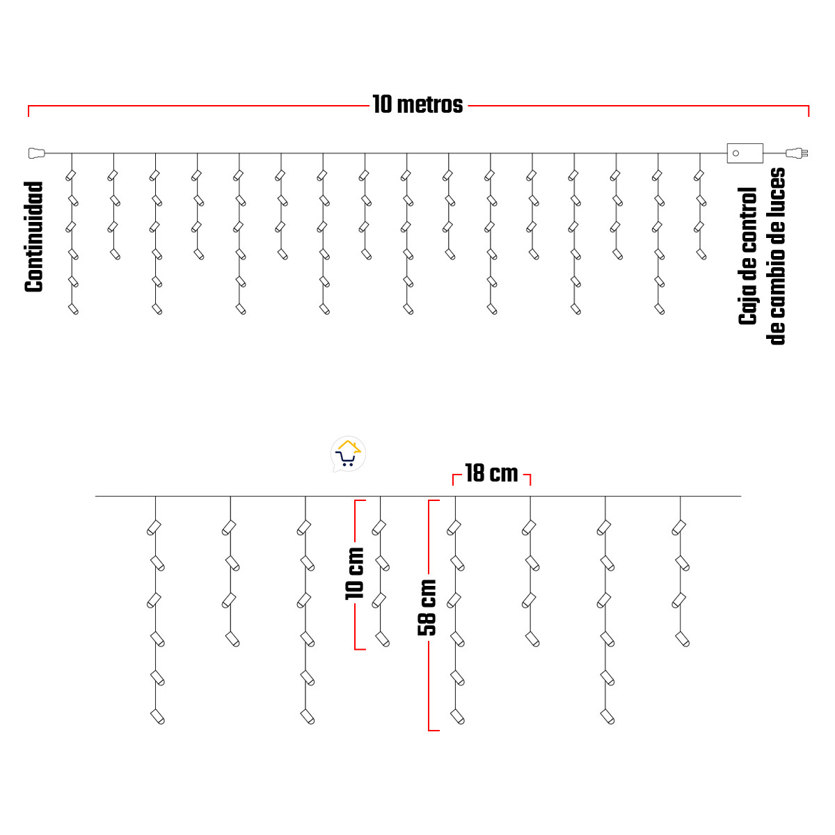 Miniatura 3 de Cortina Intercalada 10m Navidad LED360